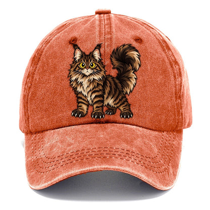 Maine Coon Standing Proud Peeking Cats Classic Cap – Terracotta Clay