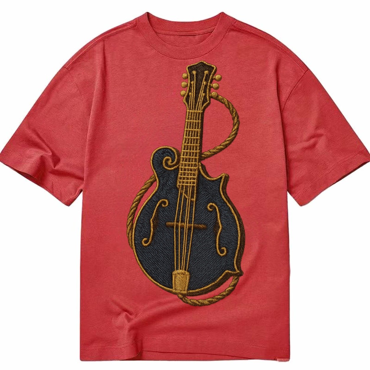 Mandolin Bluegrass Mandolin With F Holes And Double Strings Classic T-shirt – Red