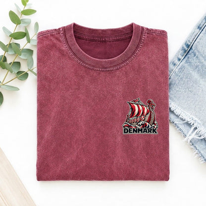 Denmark Country Pride Left Chest Vintage T-shirt – Raspberry