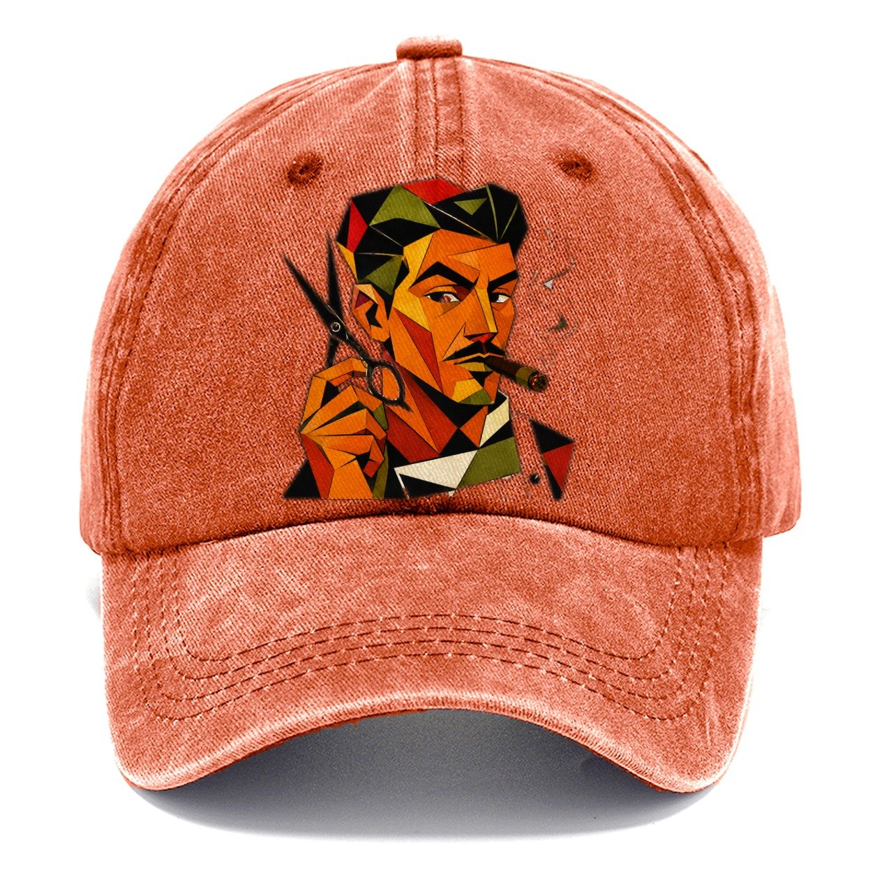 Barber Scissors Portrait Classic Cap – Terracotta Clay