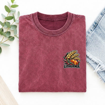 Lithuania Country Pride Left Chest Vintage T-shirt – Raspberry