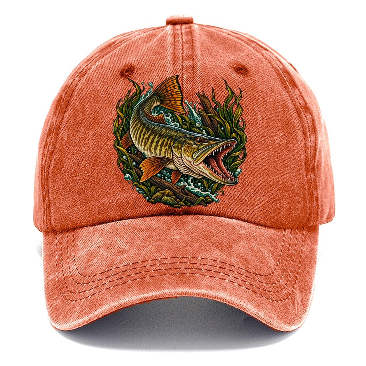 Muskie Ambush Fishing Club Classic Cap – Terracotta Clay