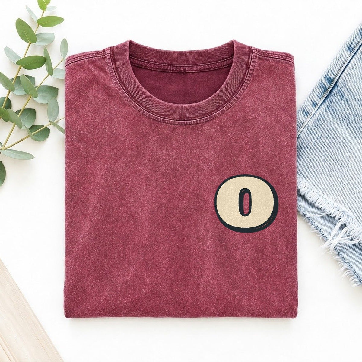 Initial O Left Chest Vintage T-shirt – Raspberry