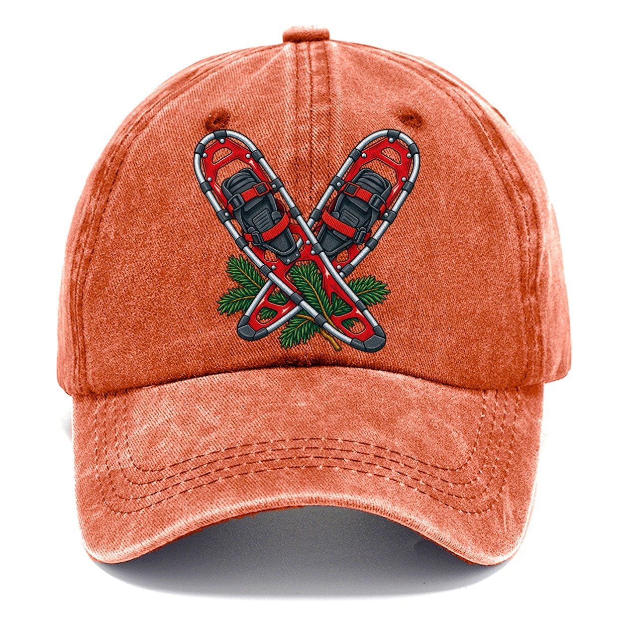 Modern Aluminum Snowshoes And Balsam Bough Canada Cultural Icons Classic Cap – Terracotta Clay