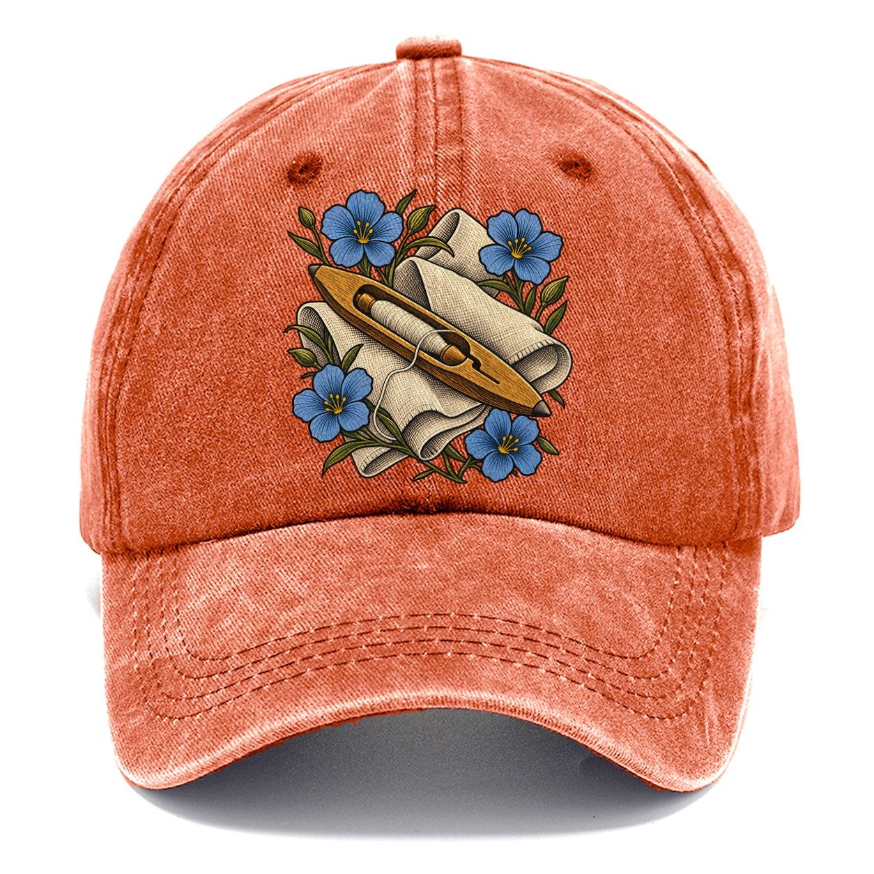 Ulster Linen Shuttle And Flax Uk Culture Heritage Classic Cap – Terracotta Clay