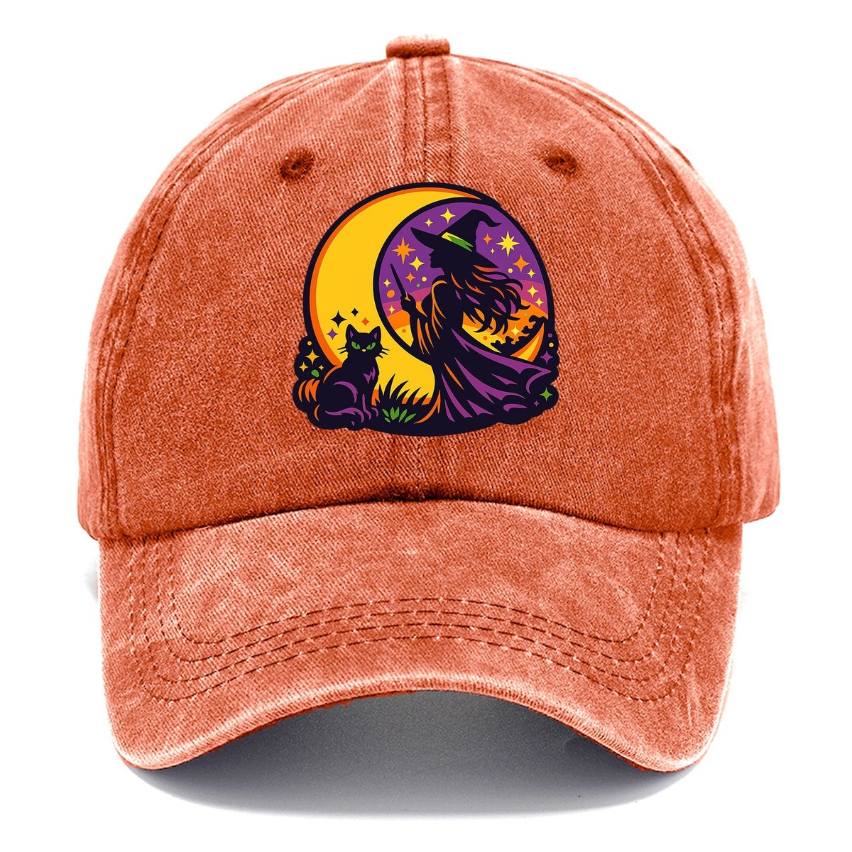 Moonlit Witch Cat Classic Cap – Terracotta Clay
