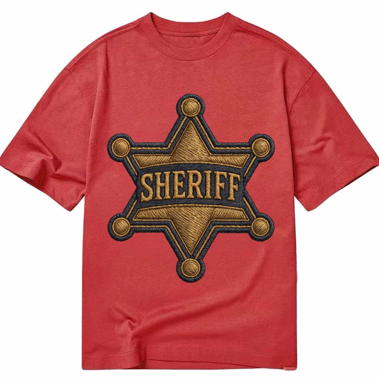 Sheriff Badge Six Pointed Star With Sheriff Engraving And Br Classic T-shirt – Red
