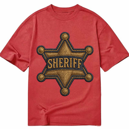 Sheriff Badge Six Pointed Star With Sheriff Engraving And Br Classic T-shirt – Red