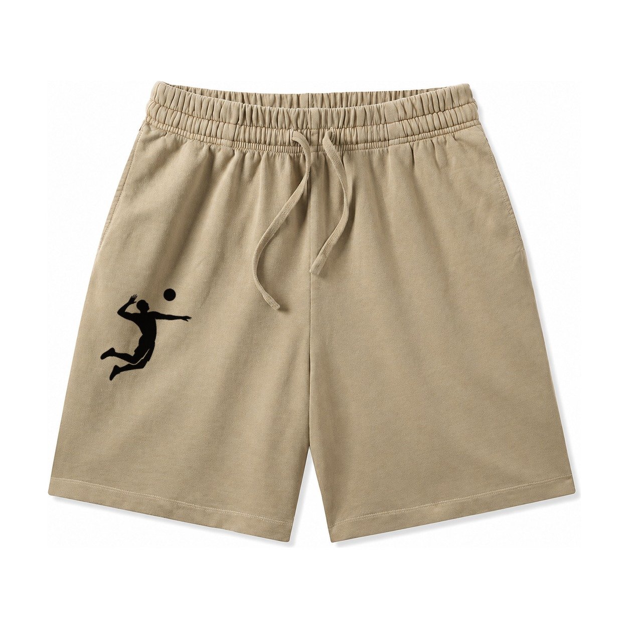 Volleyball Player Spiking Ball Washed Shorts – Khaki