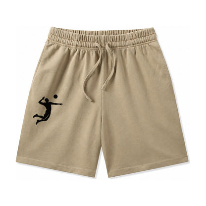 Volleyball Player Spiking Ball Washed Shorts – Khaki