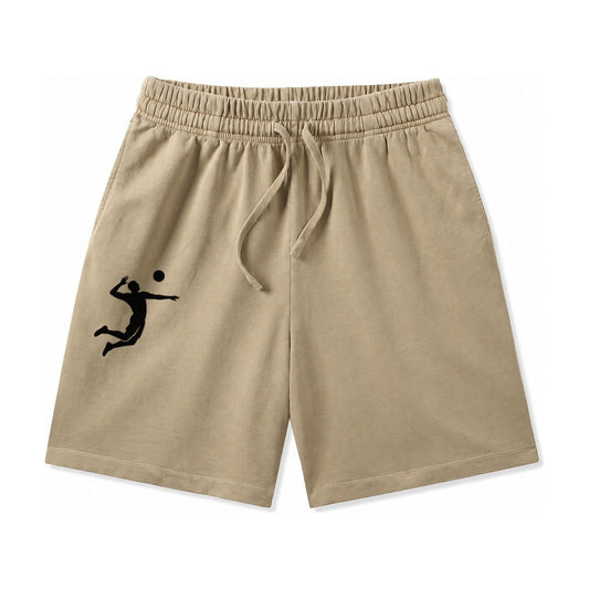 Volleyball Player Spiking Ball Washed Shorts – Khaki