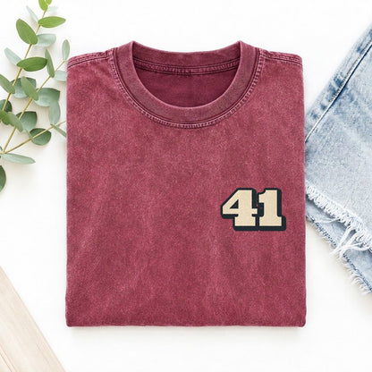 Number 41 Left Chest Vintage T-shirt – Raspberry