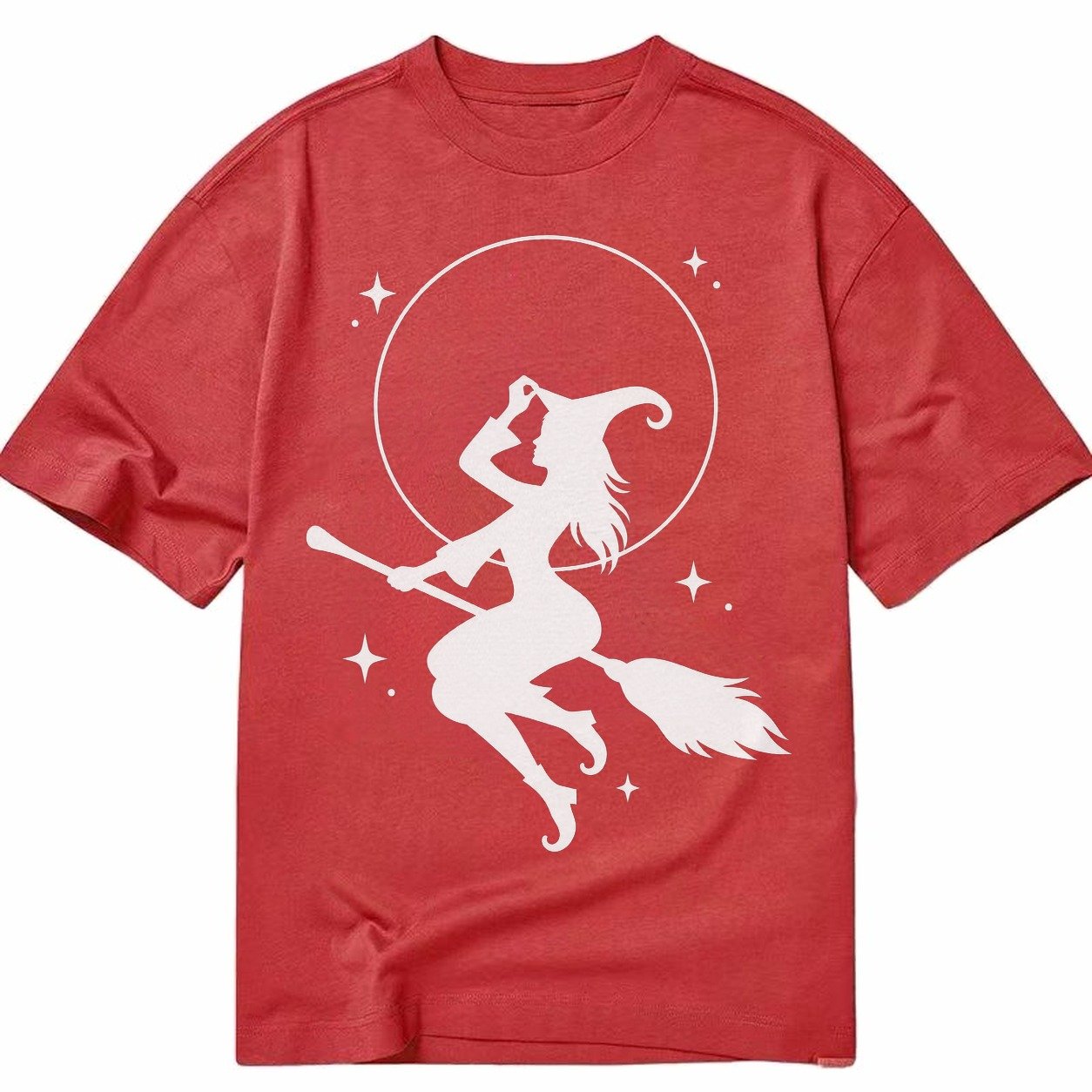 Witch On Broom Classic T-shirt – Red