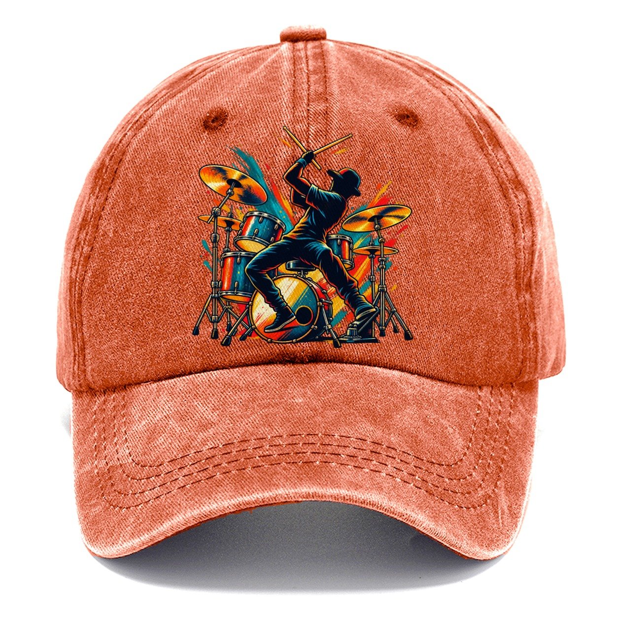 Drum Kit Icon Music Instruments Classic Cap – Terracotta Clay