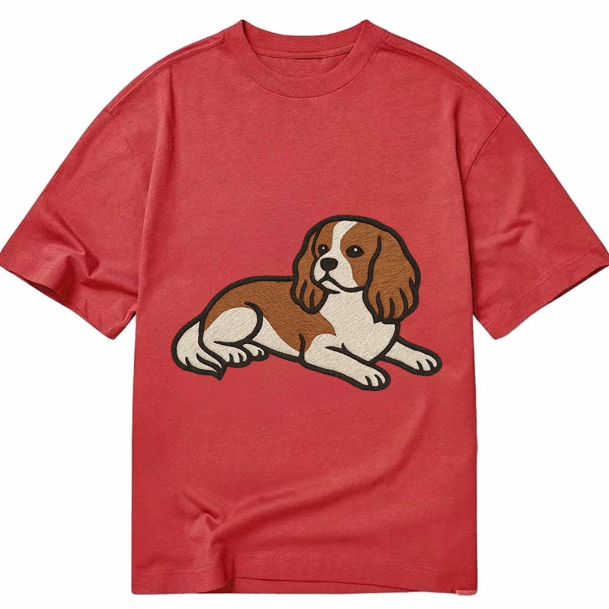 Cavalier King Charles Spaniel Blenheim Relaxed Lying Down Wi Classic T-shirt – Red
