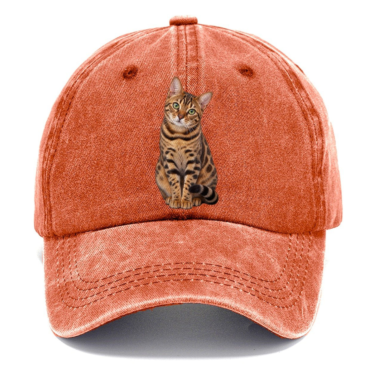 Bengal Seated Portrait Realistic Cat Portrait Classic Cap – Terracotta Clay