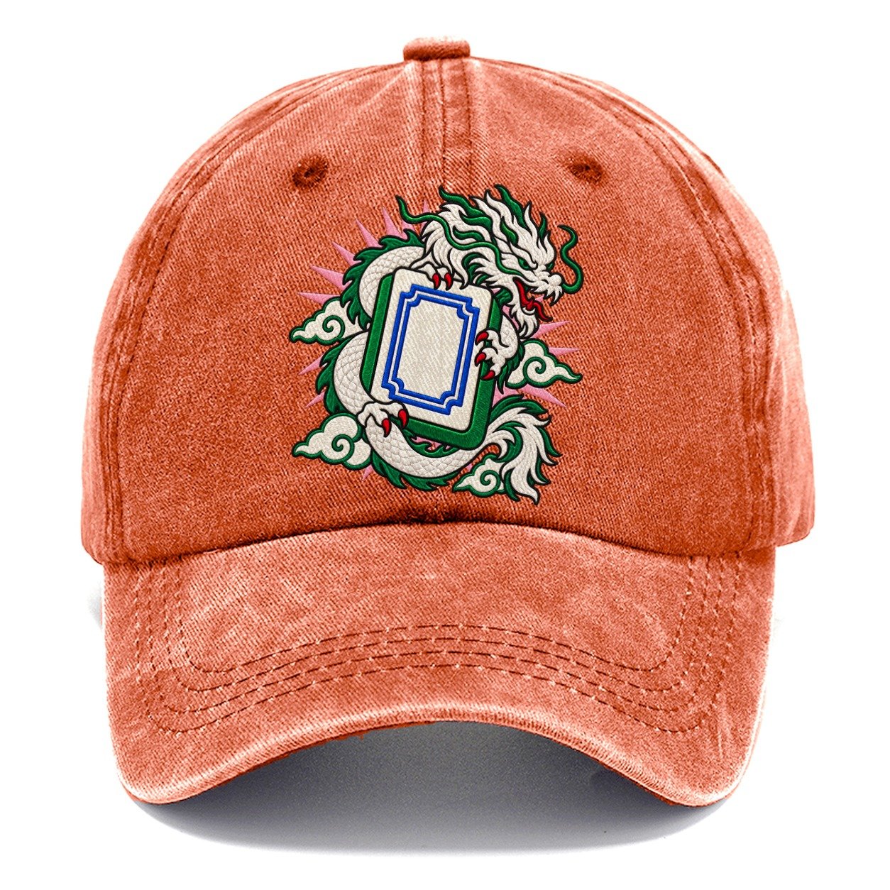 White Dragon Mahjong Game Night Classic Cap – Terracotta Clay