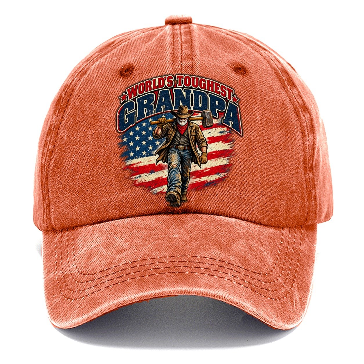 World S Toughest Grandpa Old Man Strong Classic Cap – Terracotta Clay