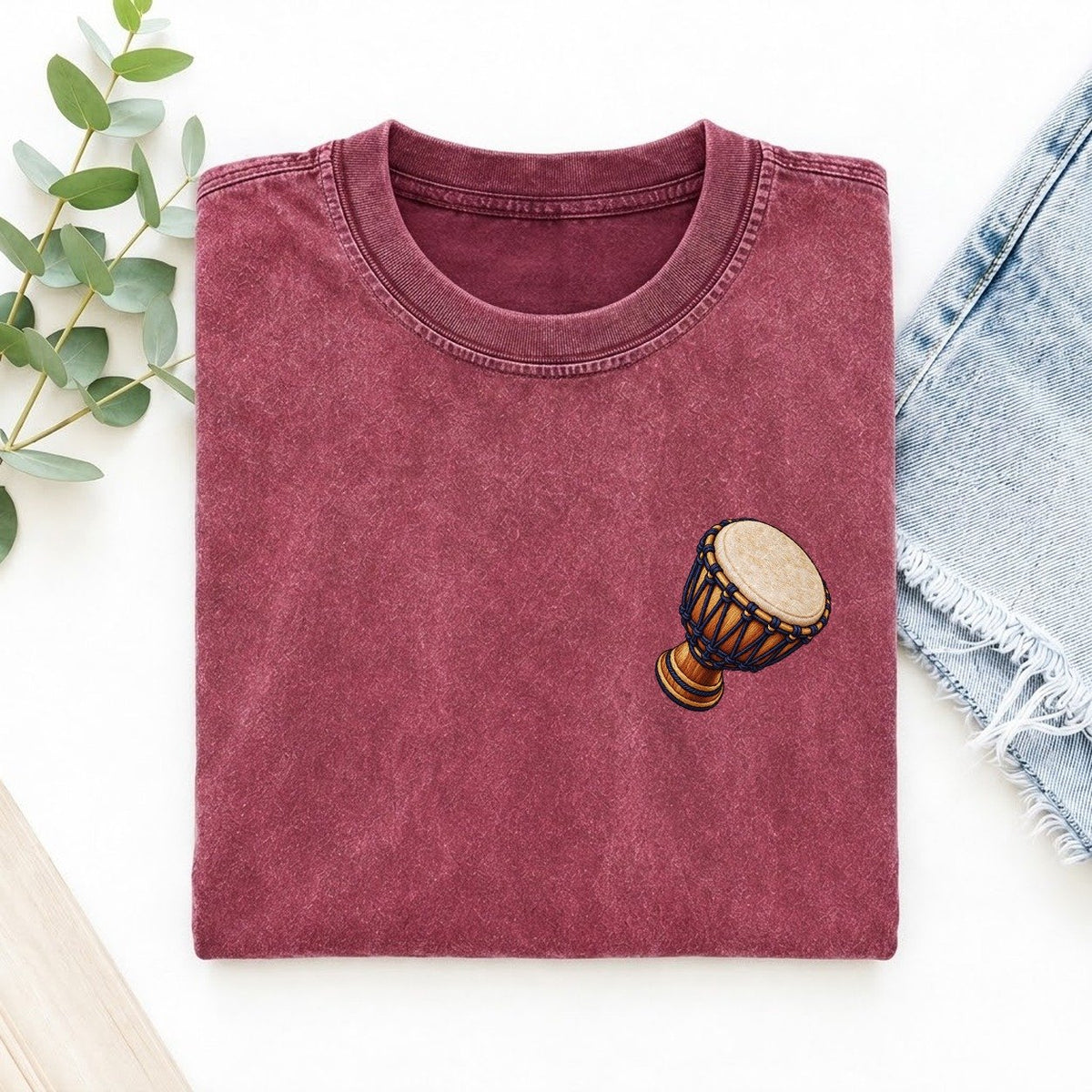 Djembe Rope Goblet Left Chest Thread Signatures II Left Chest Vintage T-shirt – Raspberry