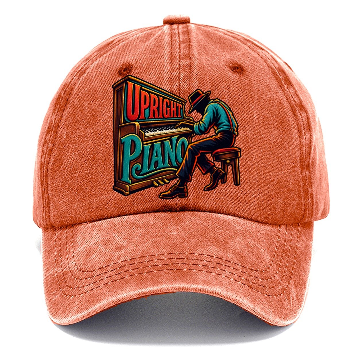 Upright Piano Wordmark Music Instruments Classic Cap – Terracotta Clay