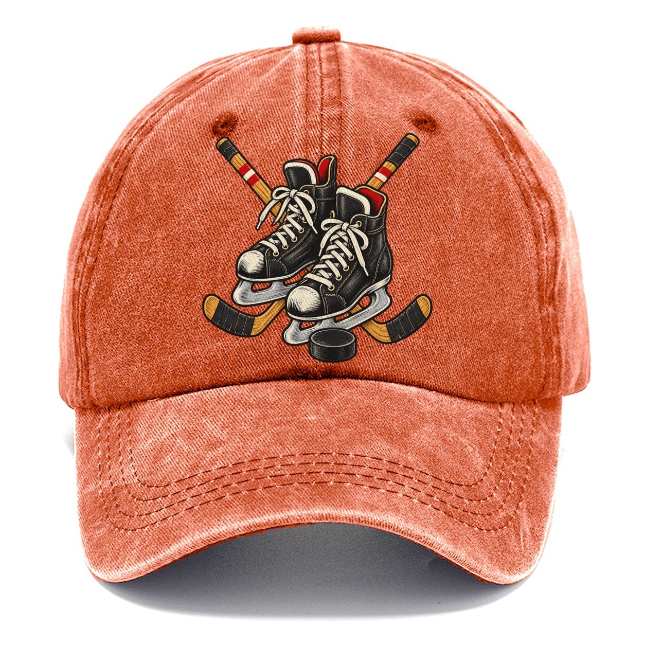 Backyard Hockey Skates Sticks And Puck Canada Cultural Icons Classic Cap – Terracotta Clay