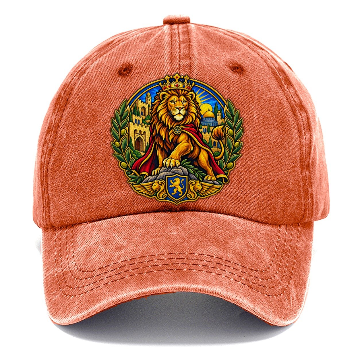 Lion Of Judah Heraldic Jerusalem Classic Cap – Terracotta Clay