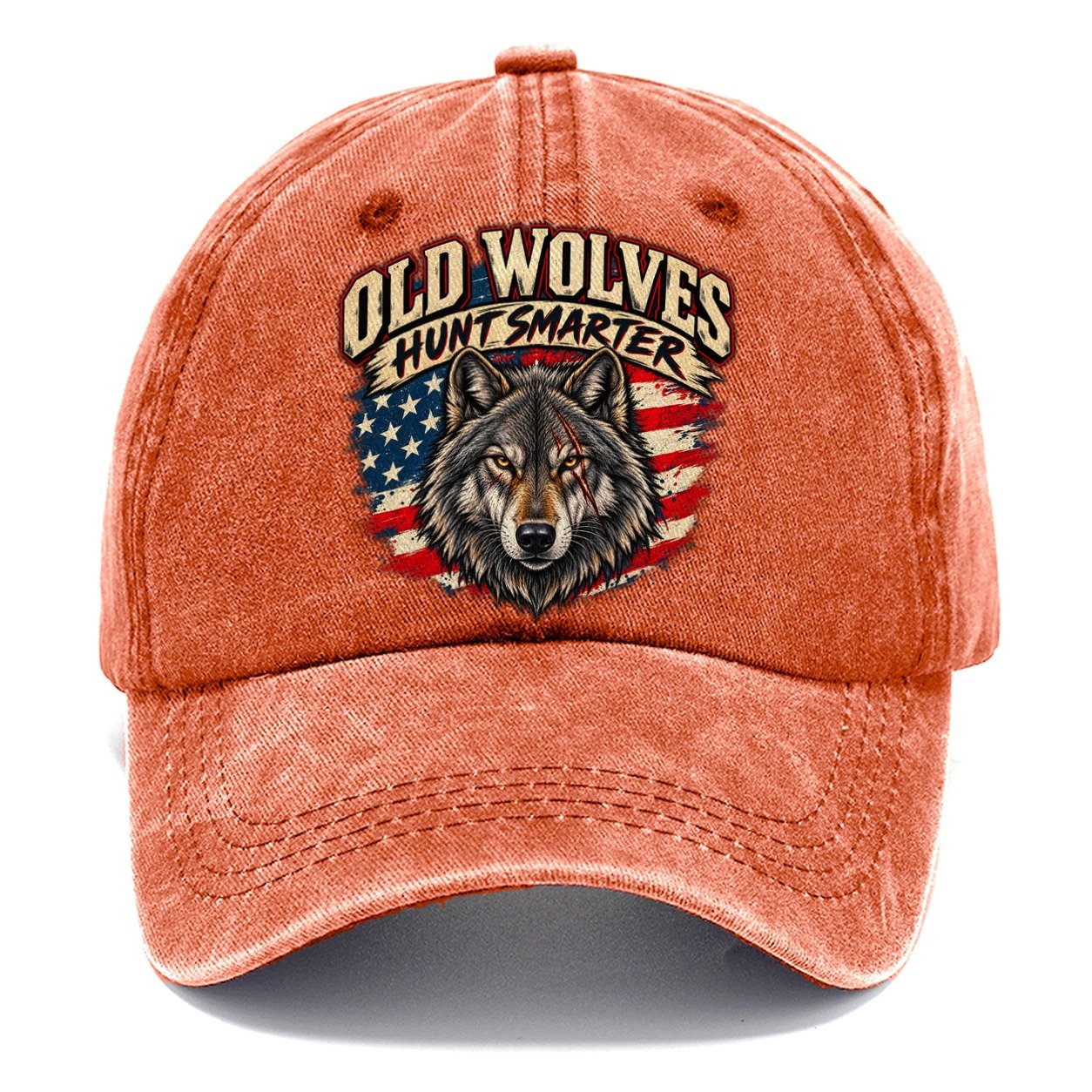 Old Wolves Hunt Smarter Old Man Strong Classic Cap – Terracotta Clay