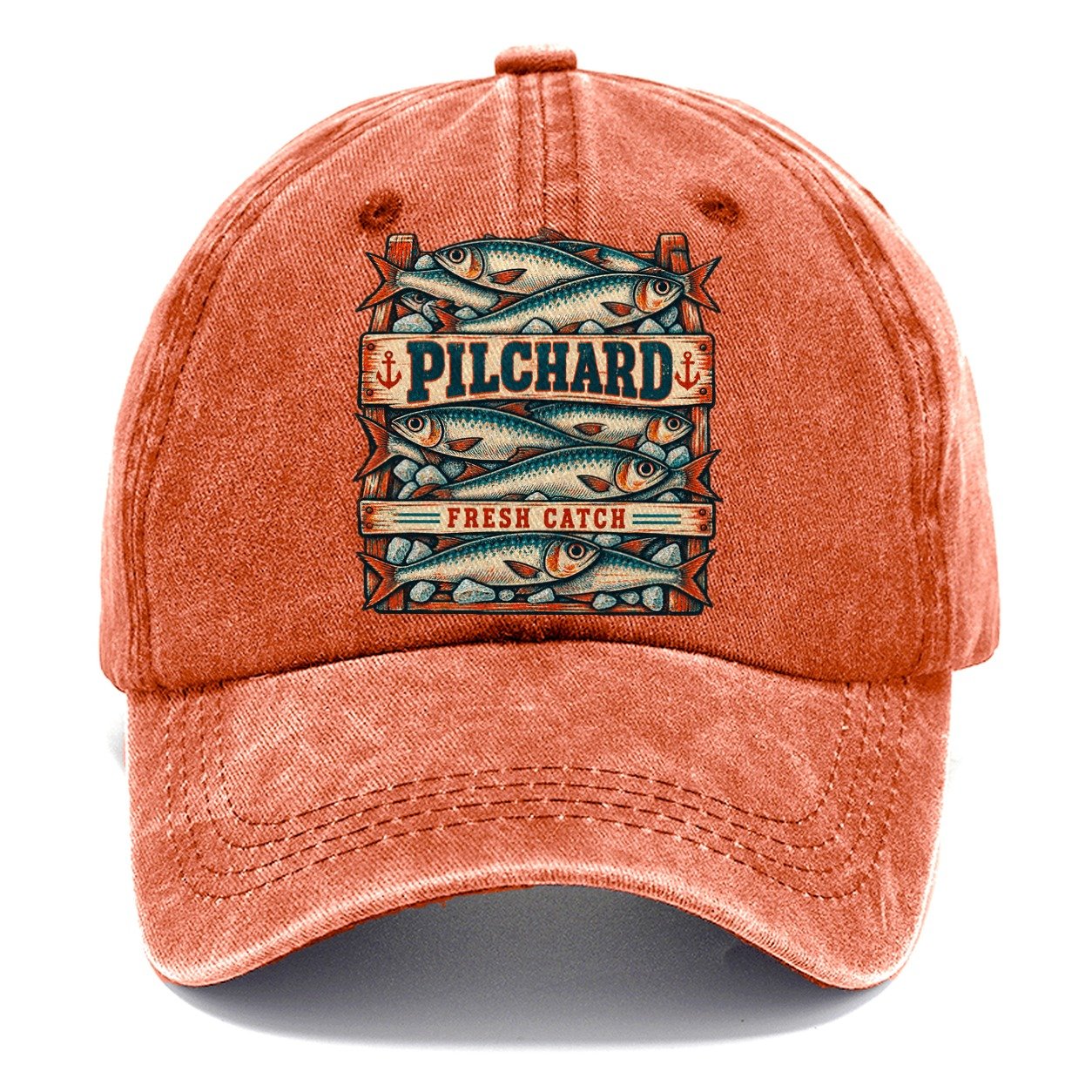 Pilchard Crate Row Fishing Club Classic Cap – Terracotta Clay