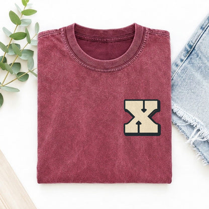 Initial X Left Chest Vintage T-shirt – Raspberry