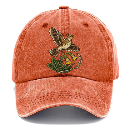 South Downs Skylark And Cowslip Uk Culture Heritage Classic Cap – Terracotta Clay