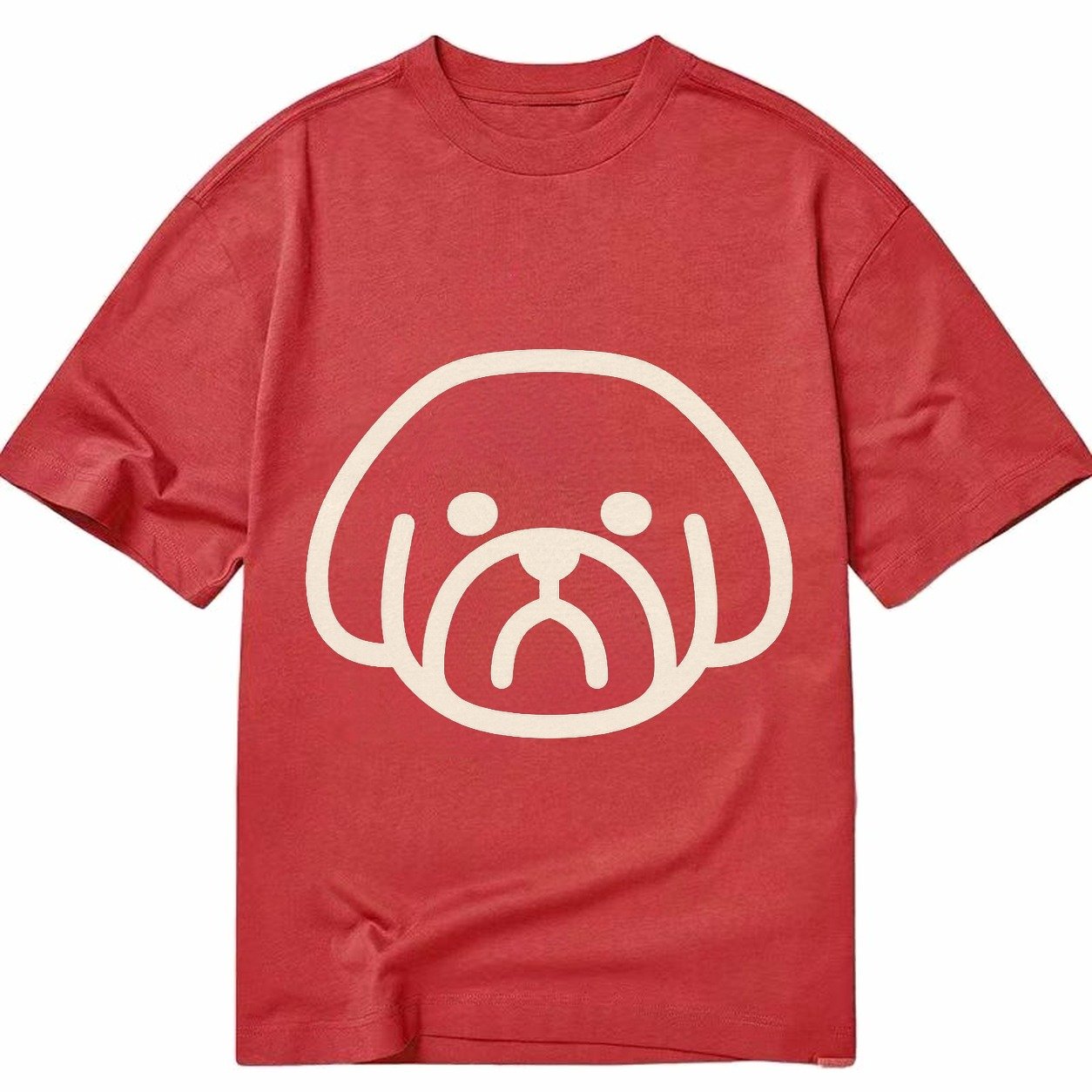 Shih Tzu Minimalist Fluffy Design With Strong Black Border Classic T-shirt – Red
