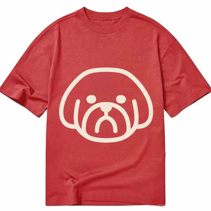 Shih Tzu Minimalist Fluffy Design With Strong Black Border Classic T-shirt – Red