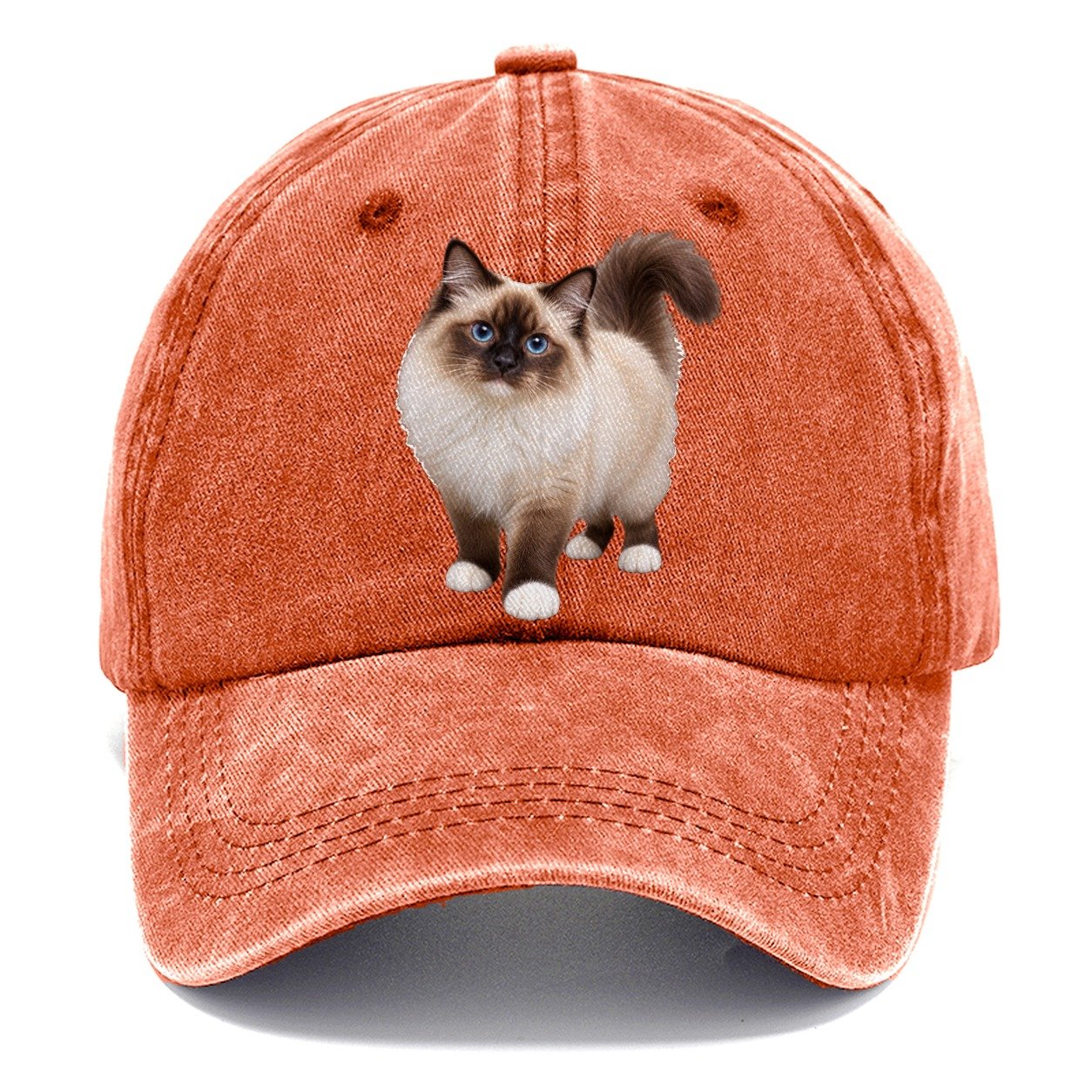 Birman Standing Three Quarter Realistic Cat Portrait Classic Cap – Terracotta Clay