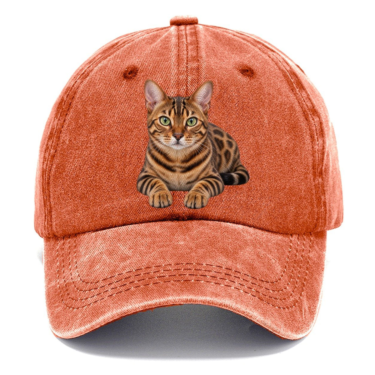 Bengal Reclining Paws Forward Realistic Cat Portrait Classic Cap – Terracotta Clay
