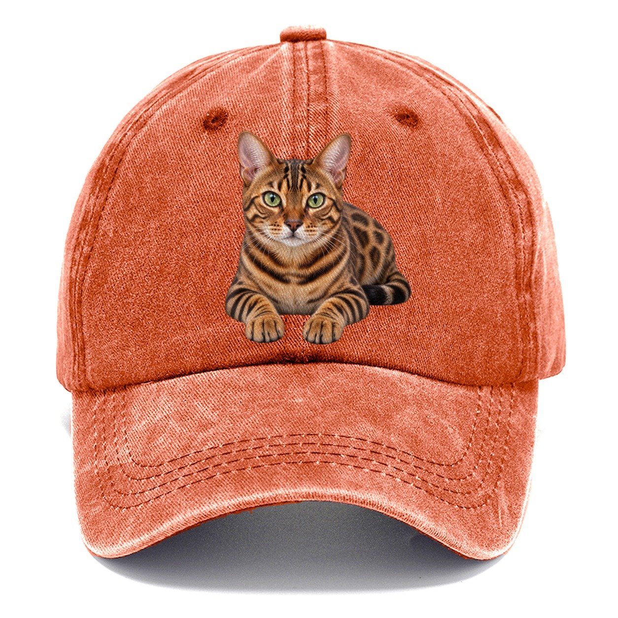 Bengal Reclining Paws Forward Realistic Cat Portrait Classic Cap – Terracotta Clay