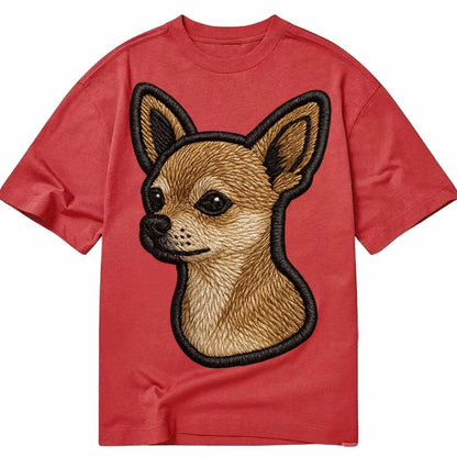 Chihuahua Modern Tiny Dog Logo With Bold Black Outline Classic T-shirt – Red