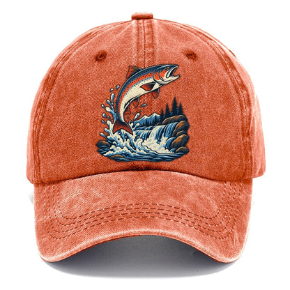 Salmon Leap Arc Fishing Elegant Classic Cap – Terracotta Clay