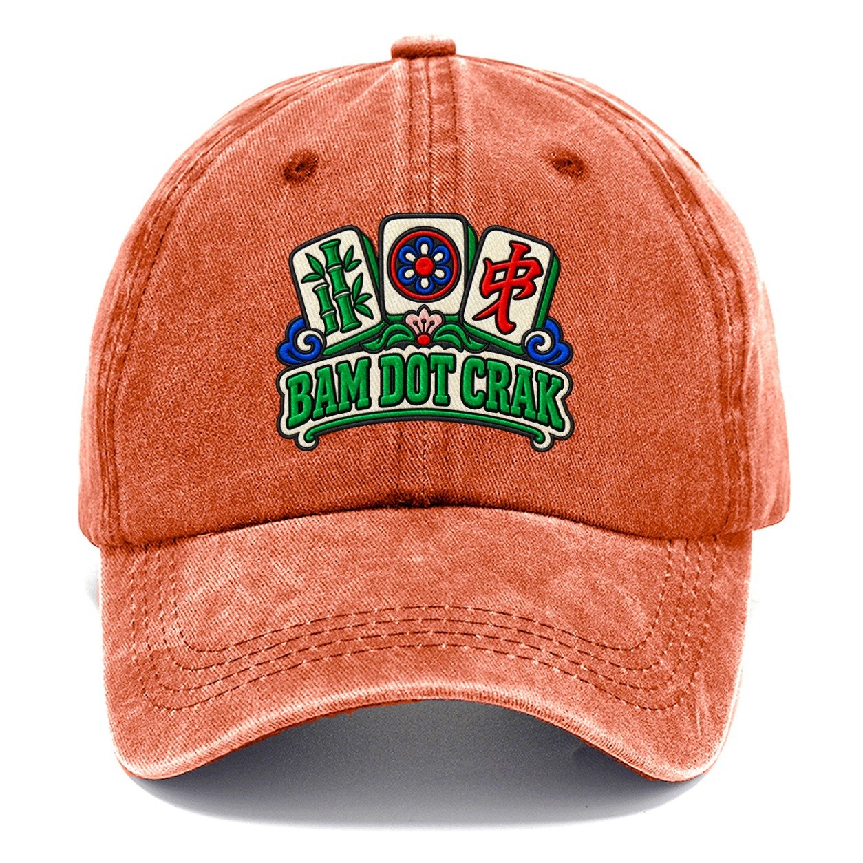 Bam Dot Crak Mahjong Game Night Classic Cap – Terracotta Clay