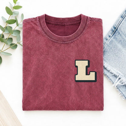Initial L Left Chest Vintage T-shirt – Raspberry