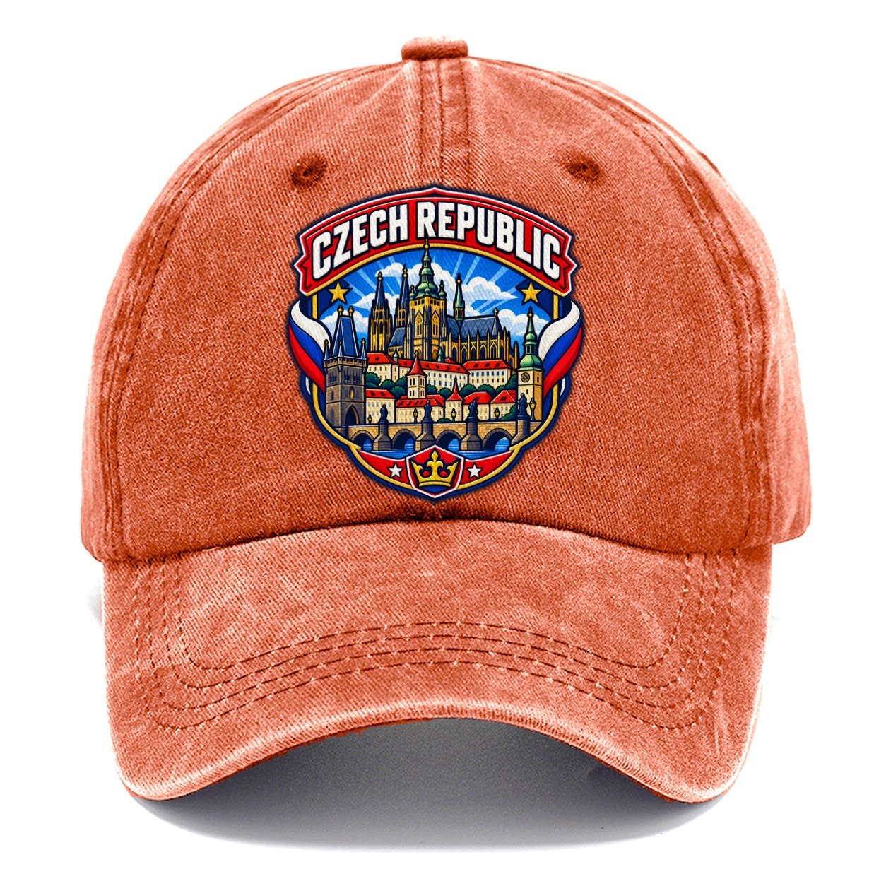 Czech Republic Retro Badge Country Logos Classic Cap – Terracotta Clay