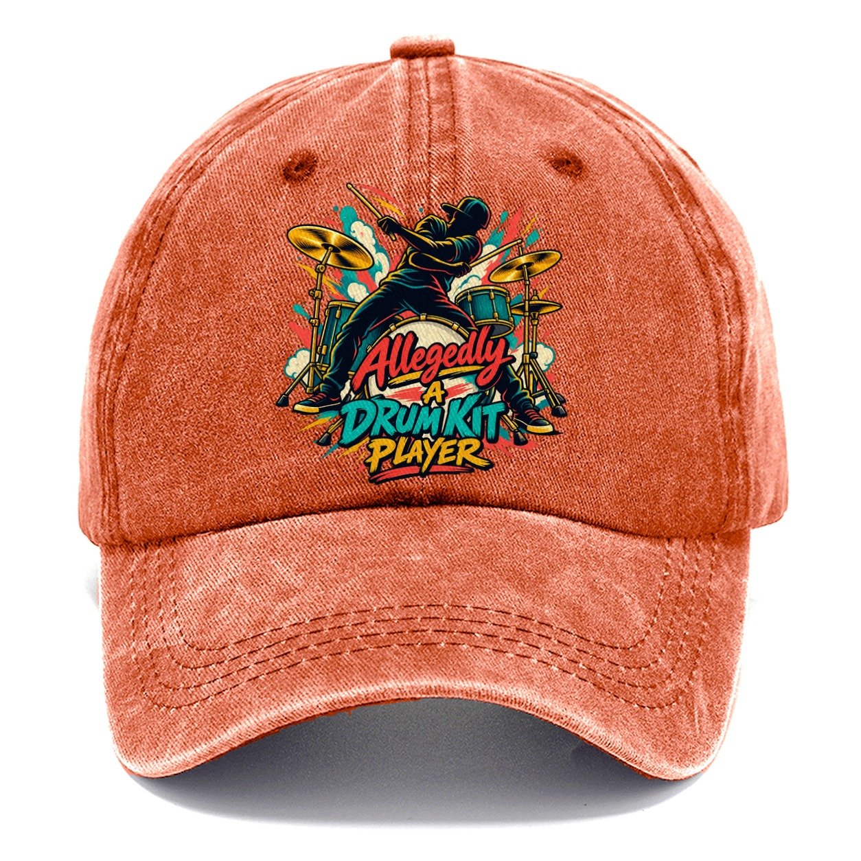 Allegedly A Drum Kit Player Music Instruments Classic Cap – Terracotta Clay