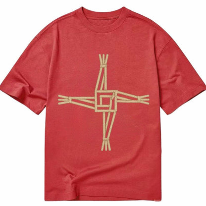 Saint Brigids Cross Woven Rush Cross Natural Beige Thread Ir Classic T-shirt – Red