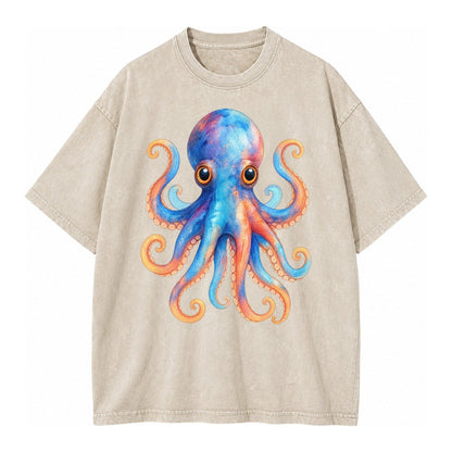 Octopus Cute Vintage T-shirt – Off White