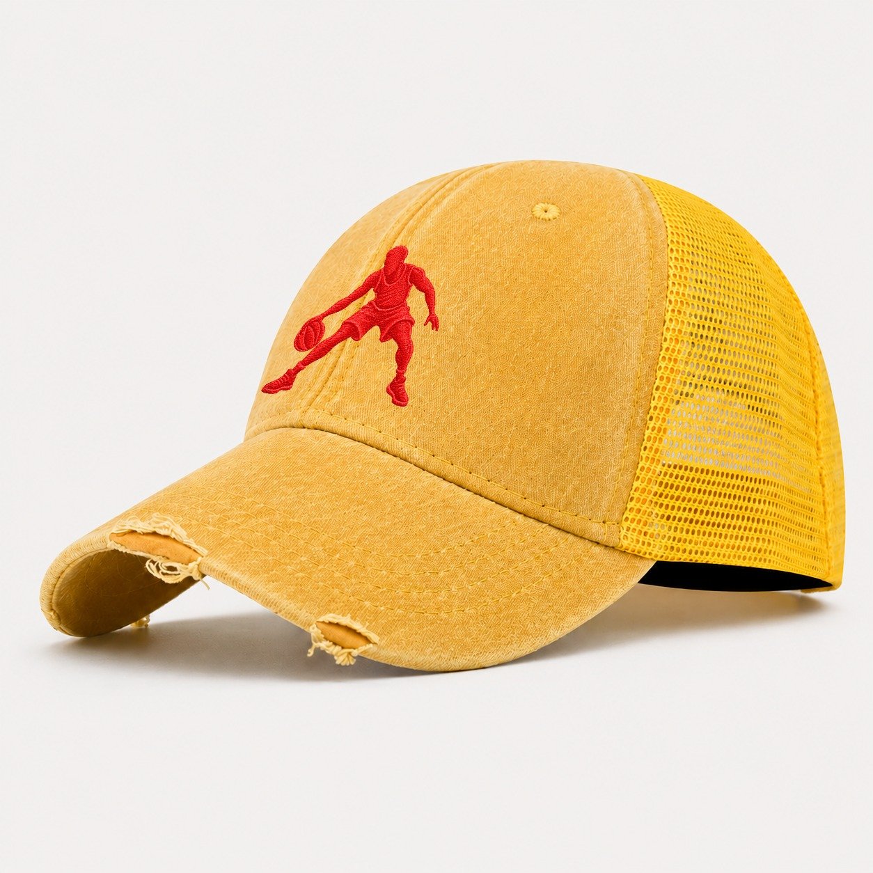 Basketball Low Crossover Micro Motion Mark Washed Trucker Hat – Yellow
