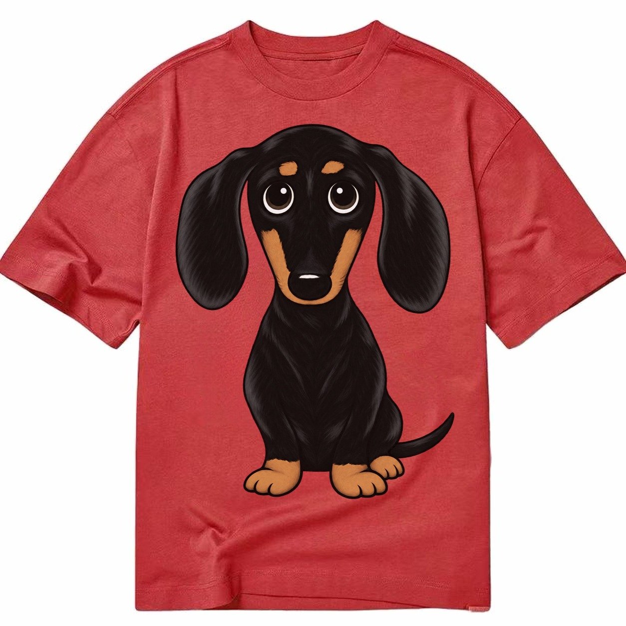 Vintage Style Dachshund Print Classic T-shirt – Red