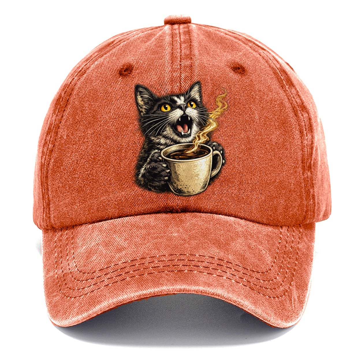 Premium Caffeinated Black Cat Classic Cap – Terracotta Clay