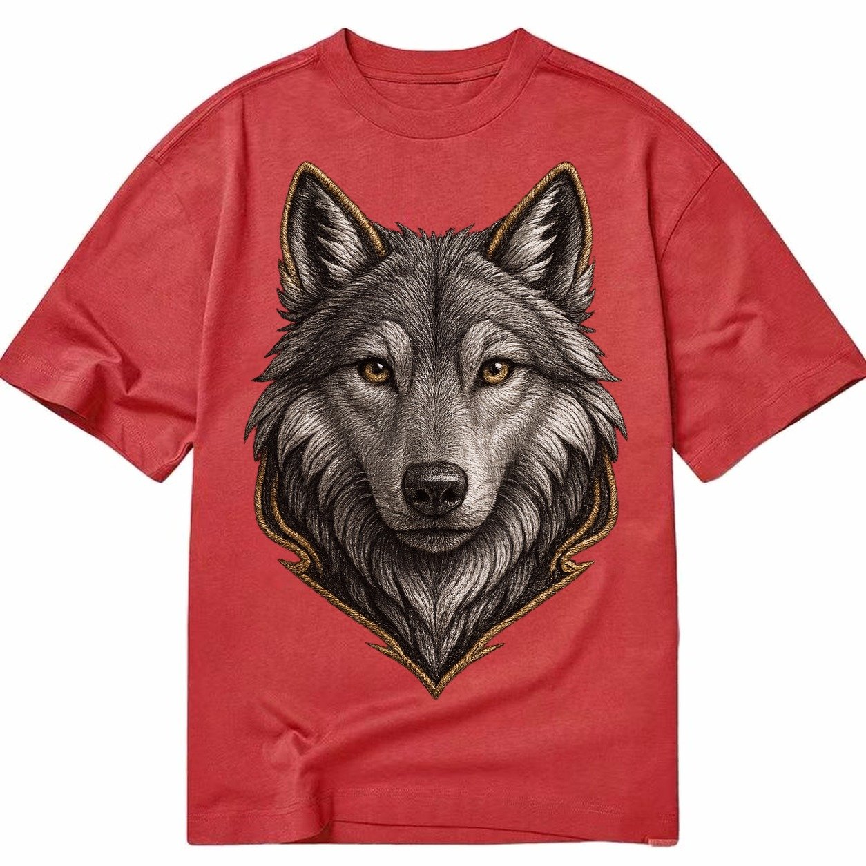 Wolf Totem Spirit Animal Silver Gray Thread Loyalty And Stre Classic T-shirt – Red