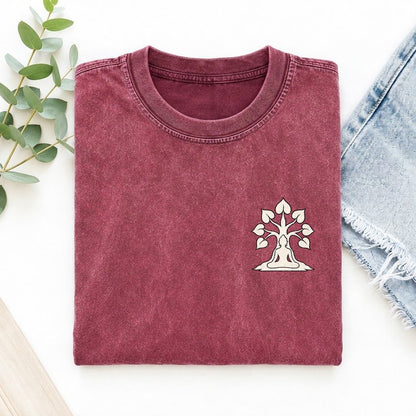 Bodhi Meditation Left Chest Vintage T-shirt – Raspberry