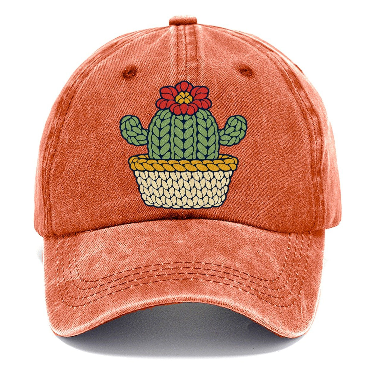 Crocheted Cactus Yarn Crafts Classic Cap – Terracotta Clay