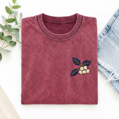 Snowberry Branch Nest Left Chest Vintage T-shirt – Raspberry